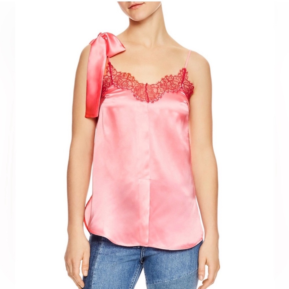 Sandro Pink Satin Camisole with Lace